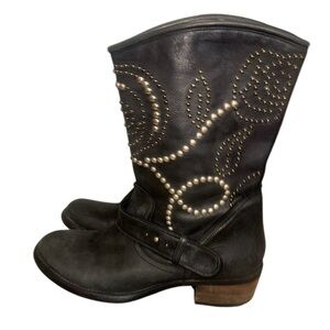 GUESS BLACK LEATHER ESPERANZA Stud boots women’s size 9